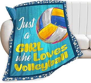 Just A Girl Who Loves Volleyball Blanket Soft Warm Cozy Sport Throw Blankets for Boys Girls Fuzzy Plush Blanket Fleece Lightweight Flannel Kid Adults Gift for Bed Couch Sofa 50