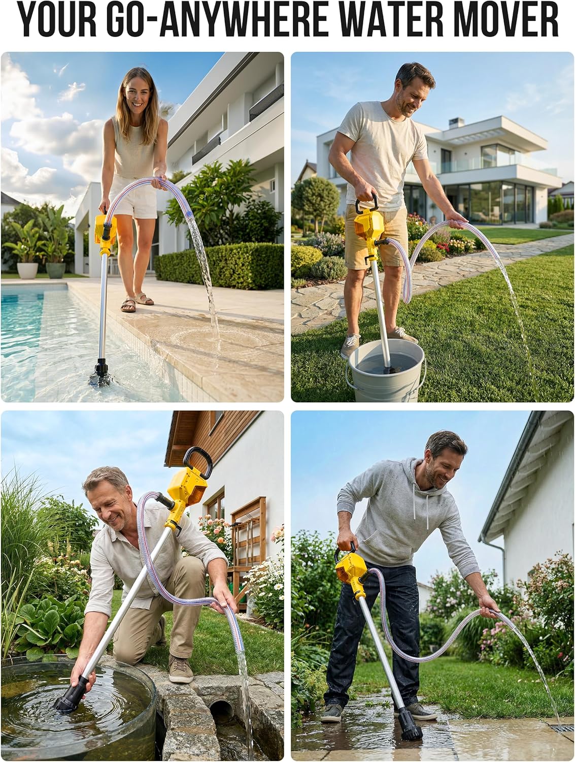 Cordless Stick Water Transfer Pump Compatible with Dewalt 20V Battery (Tool Only), Brushless Portable Utility Pump 770 GPH High Flow, Stainless Steel Water Sump Pump for Pool, Garden, Pond, Boat
