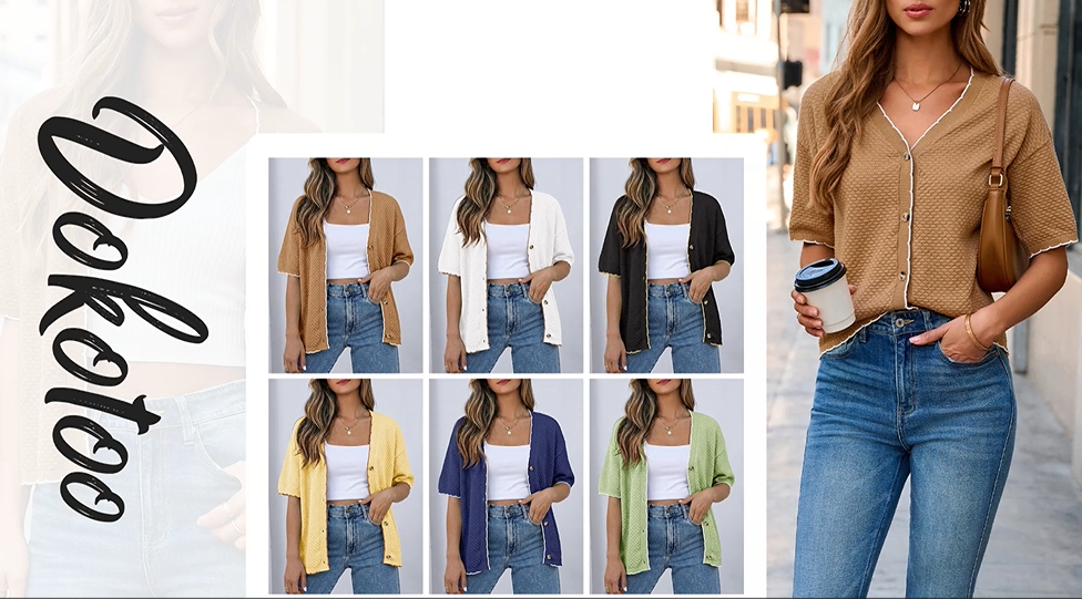 Dokotoo Short Sleeve Cardigan Sweaters for Women Fashion 2026