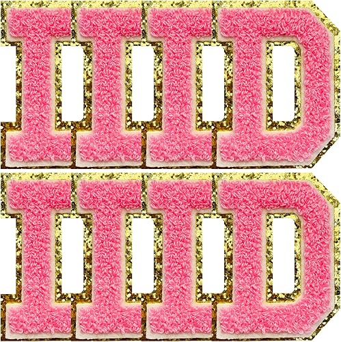 Miniatura 223 de Jongdari Letras termo-adhesivas para ropa, parche de letras de felpilla con brillantina del alfabeto, apliques para coser con adhesivo planchado, 8