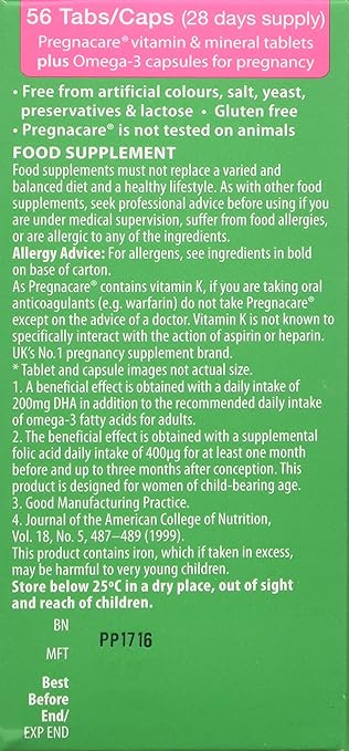 Vitabiotics Pregnacare Plus Tablets 56 Tablets Amazon Co Uk Health Personal Care