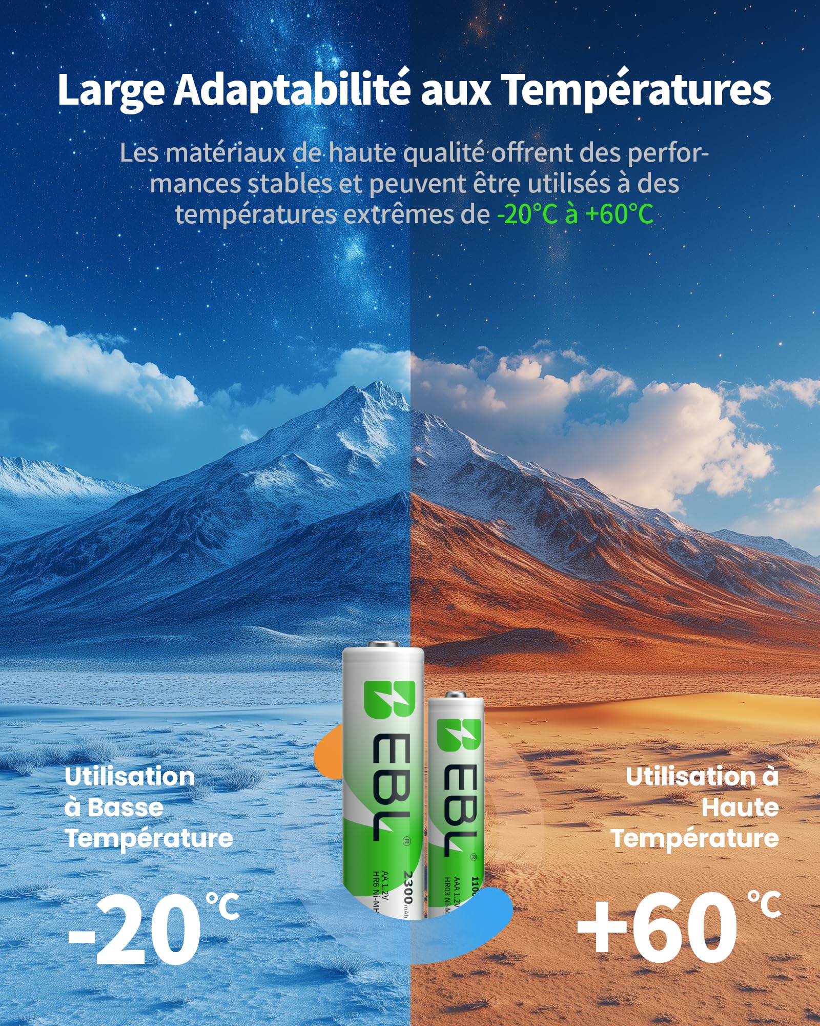 EBL Lot de 16 Piles Rechargeables AA AAA Ni-MH 1.2V HR6 HR03