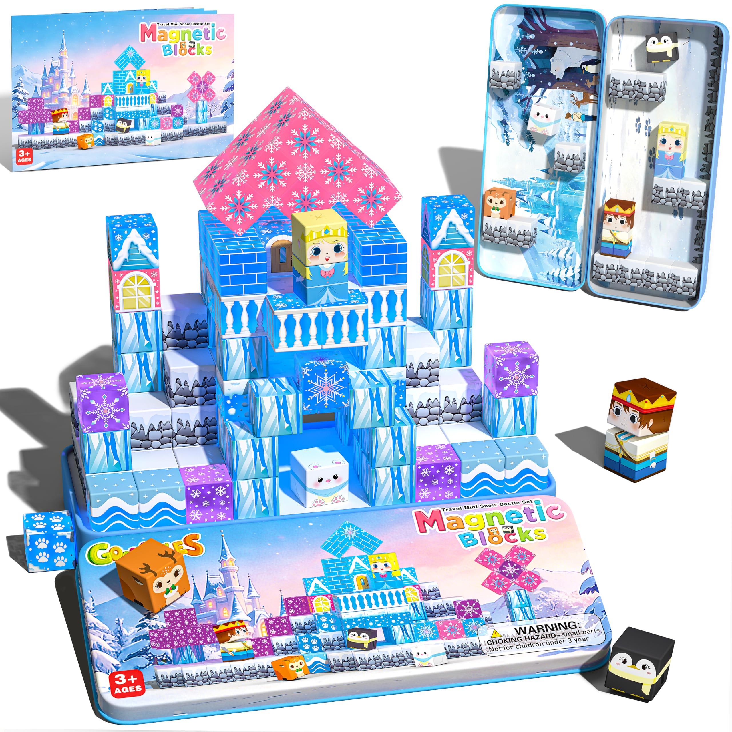 Photo 1 of Goodtiles Mini Magnetic Blocks, Ice Magnet Building Travel Outdoors Toys with Portable Tin, STEM Educational Toys for Toddlers, Birthday for Kids Ages 3-8 Boys Girls