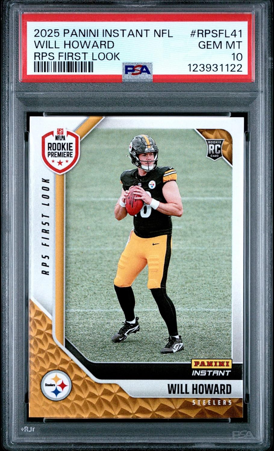 Graded 2025 Panini Instant Will Howard #RPSFL41 RPS First Look Rookie RC Football Card PSA 10 Gem Mint