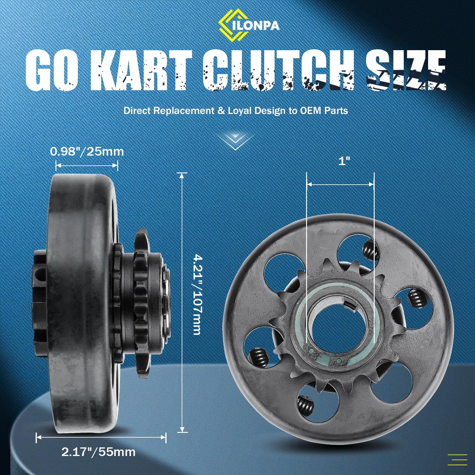 Embrague centrífugo de 1 pulgada de diámetro de 14 dientes para Go Kart Mini Bike Clutch con cadena #40/41/420, se adapta a motores con eje recto 8-13 HP