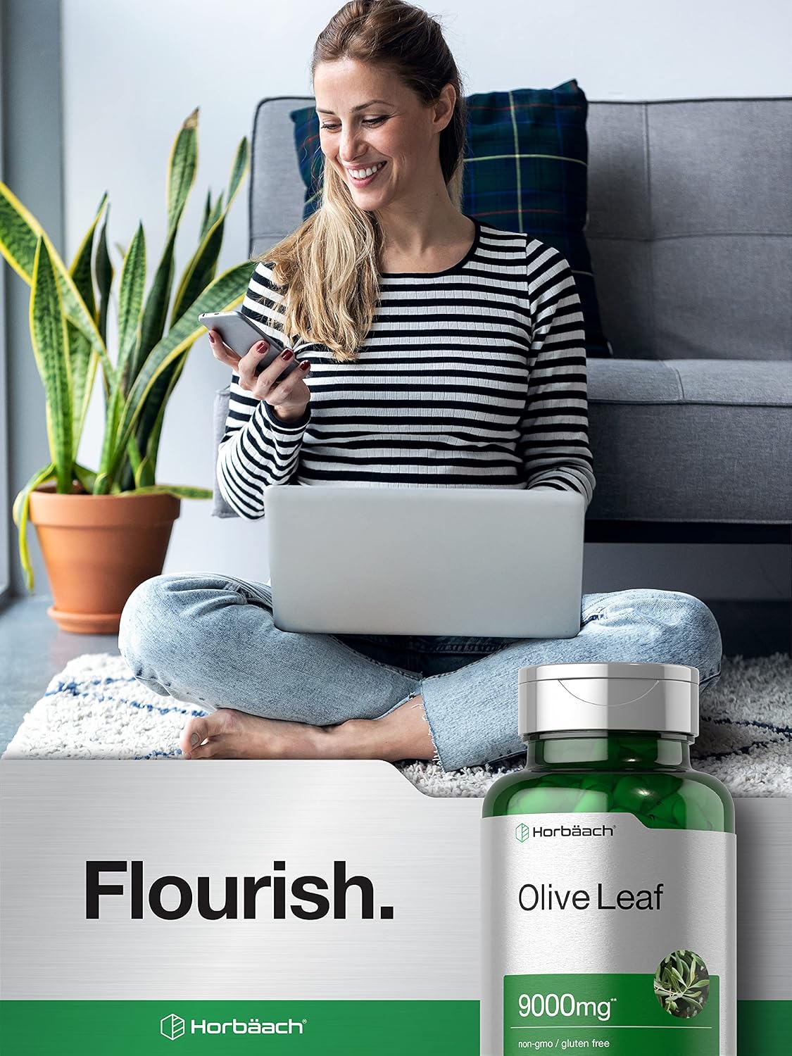 Olive Leaf Extract Capsules 9000mg | 200 Count | Super Strength Supplement | Non-GMO, Gluten Free | by Horbaach