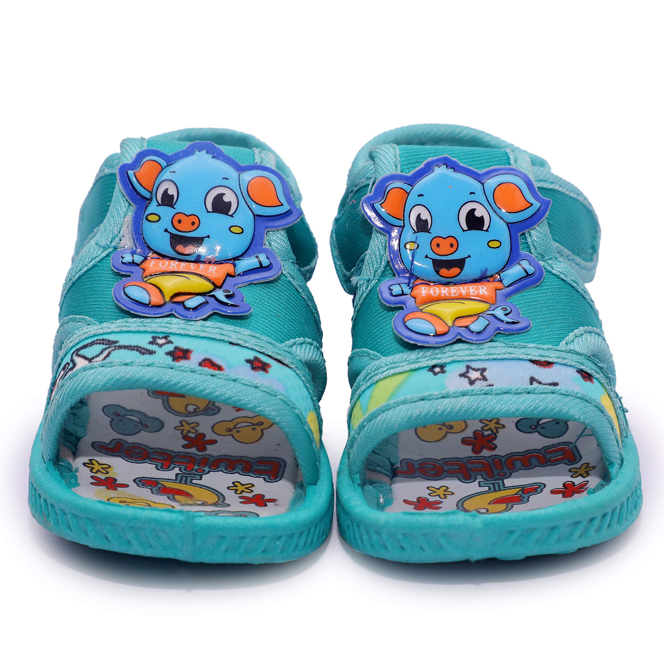 BOOMER CUBS Kids Unisex-Child Closed Toe Green Sound Teddy Bear Walking Sandals - 0-6 Months 1