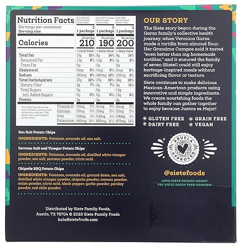 Miniatura 2 de Siete Family Foods Kettle Cooked Potato Chips Variety Pack 6Pk, 9 Oz