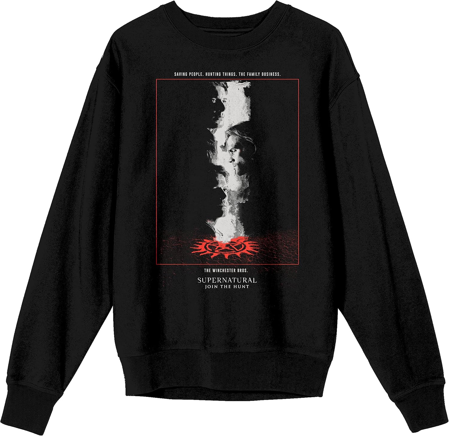 Bioworld Supernatural To Hell And Back Crew Neck Long Sleeve Black Unisex Adult Sweatshirt