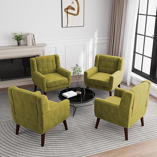 Miniatura 51 de UIXE Silla de Acento Floral, Sillón Moderno Tapizado en Tela para Sala de Estar, Cómodas Sillas de Club con Brazos Sofá Individual con Botones