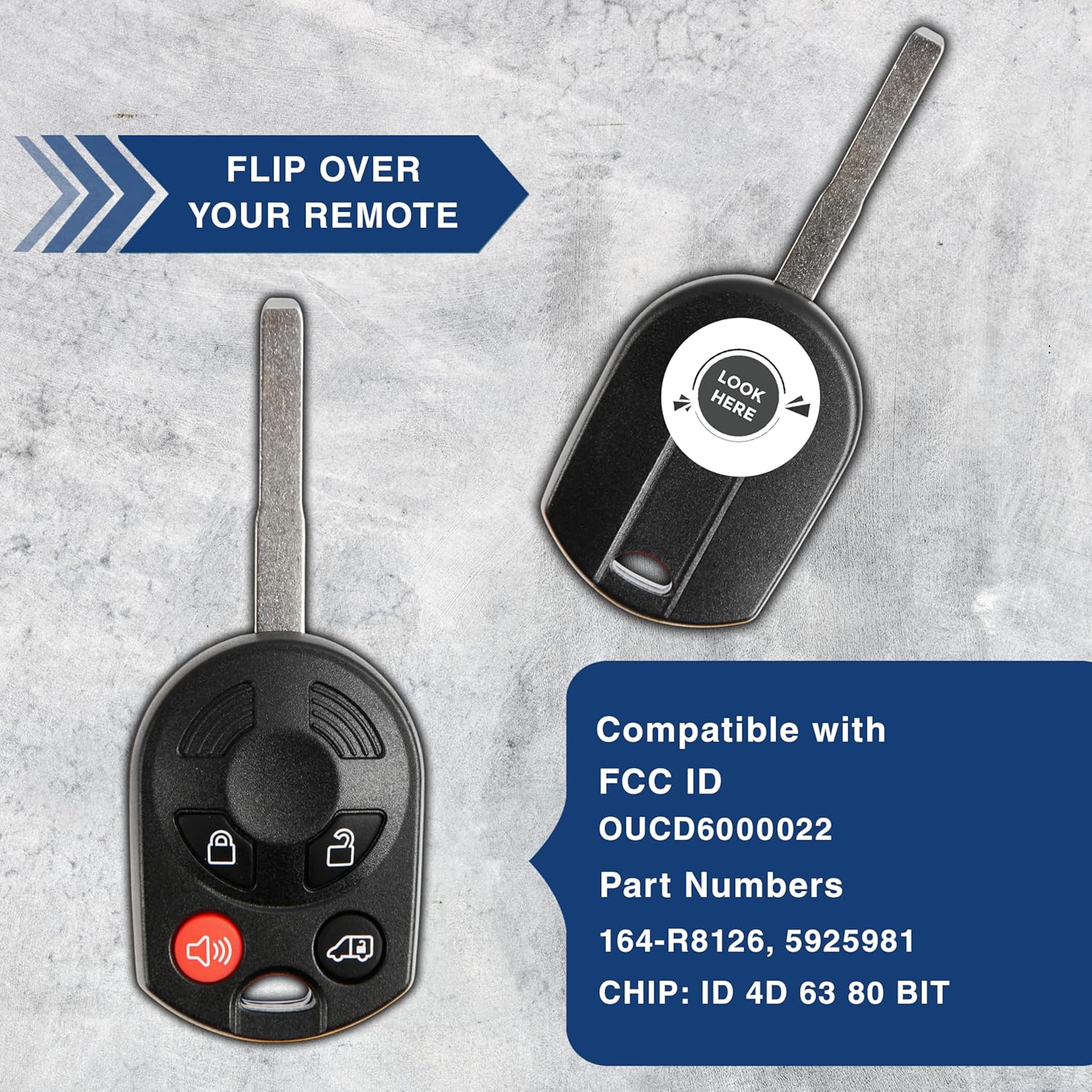 2X KeylessOption Key Fob Replacement for 2015 2016 2017 2018 2019 2020 Ford Transit Remote, 4-Button OUCD6000022, Programming Guide Included