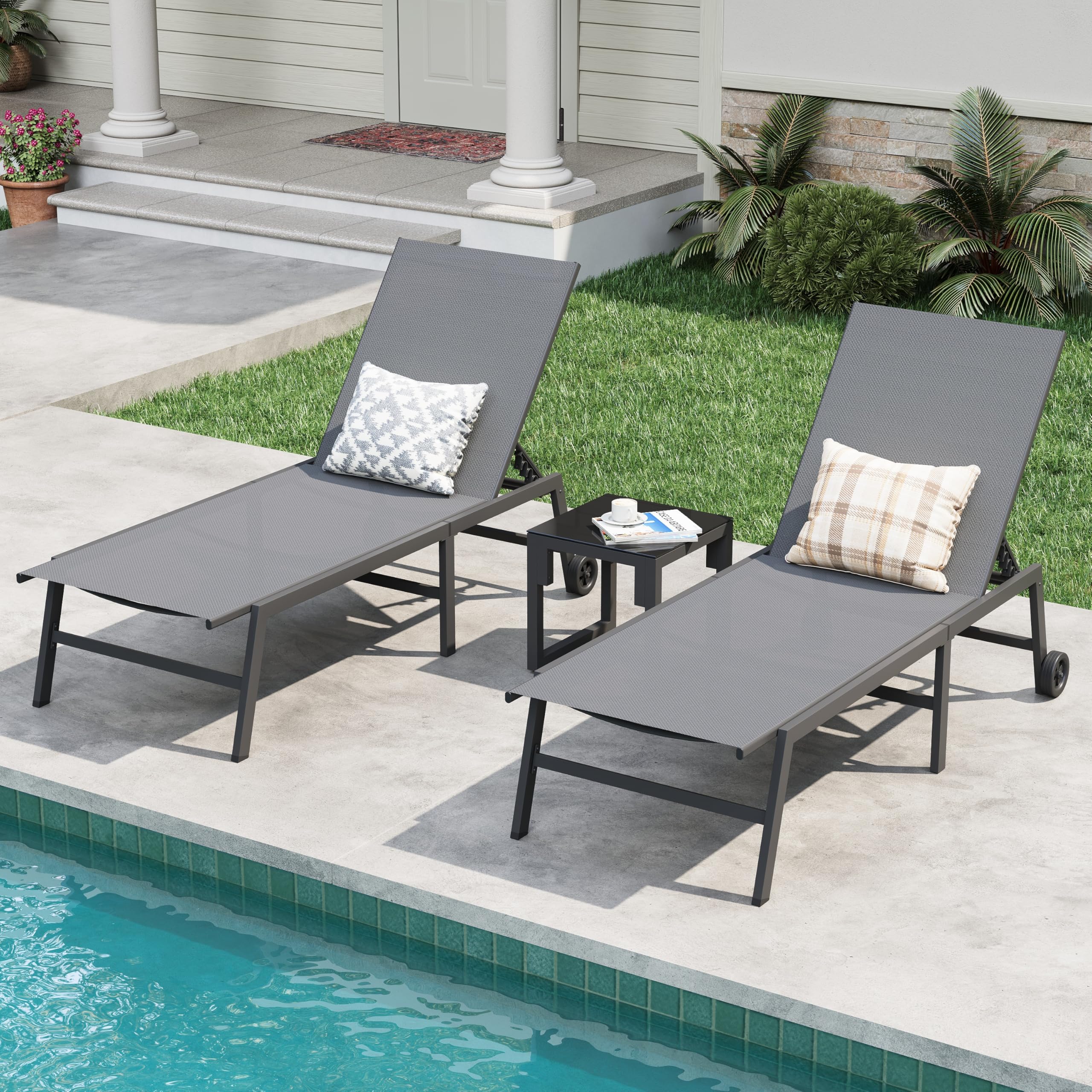 Amopatio Patio Lounge Chairs Outdoor Chaise Lounges Set of 2