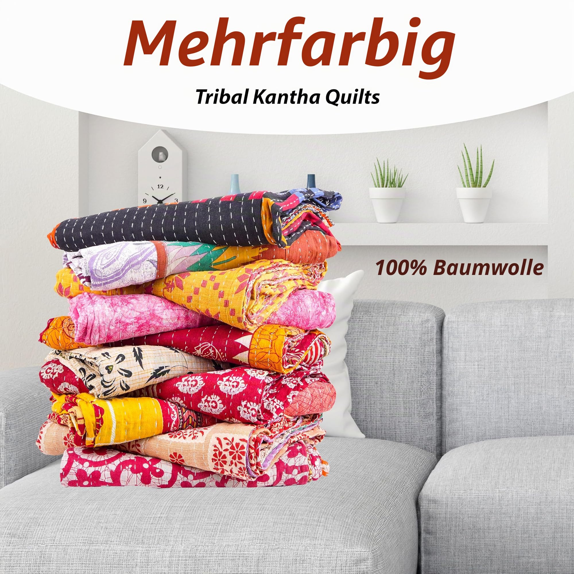 Kantha-Steppdecke, indischer Großhandel, 5 Stück, Tribal-Kantha-Steppdecke, Vintage, handgefertigt, Decke, Patch, Kantha-Überwurf, Hippie, Bohemian-Stil, Alter Sari, hergestellt Kantha,