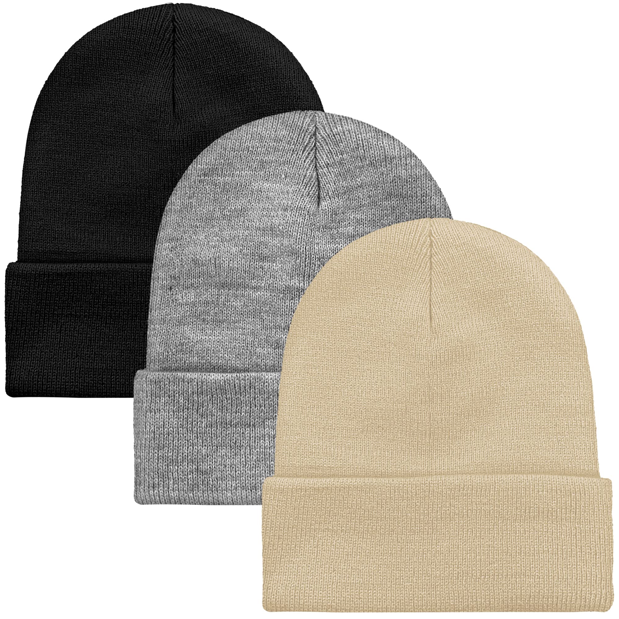 Cooraby 3 Pack Unisex Winter Skull Cap Beanies
