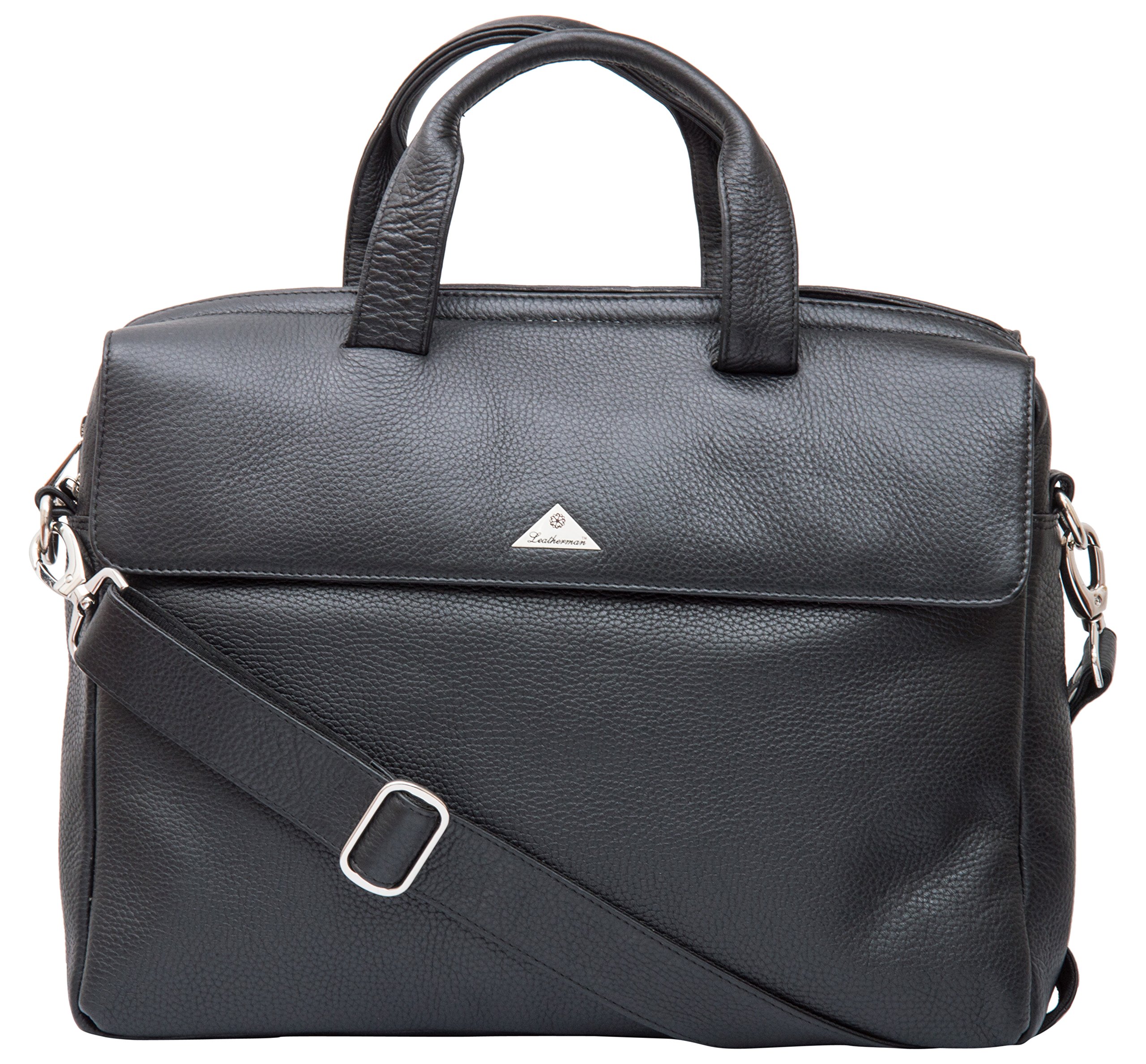 Leather 10 Liters Black Laptop Briefcase (1024_Black)-image-40