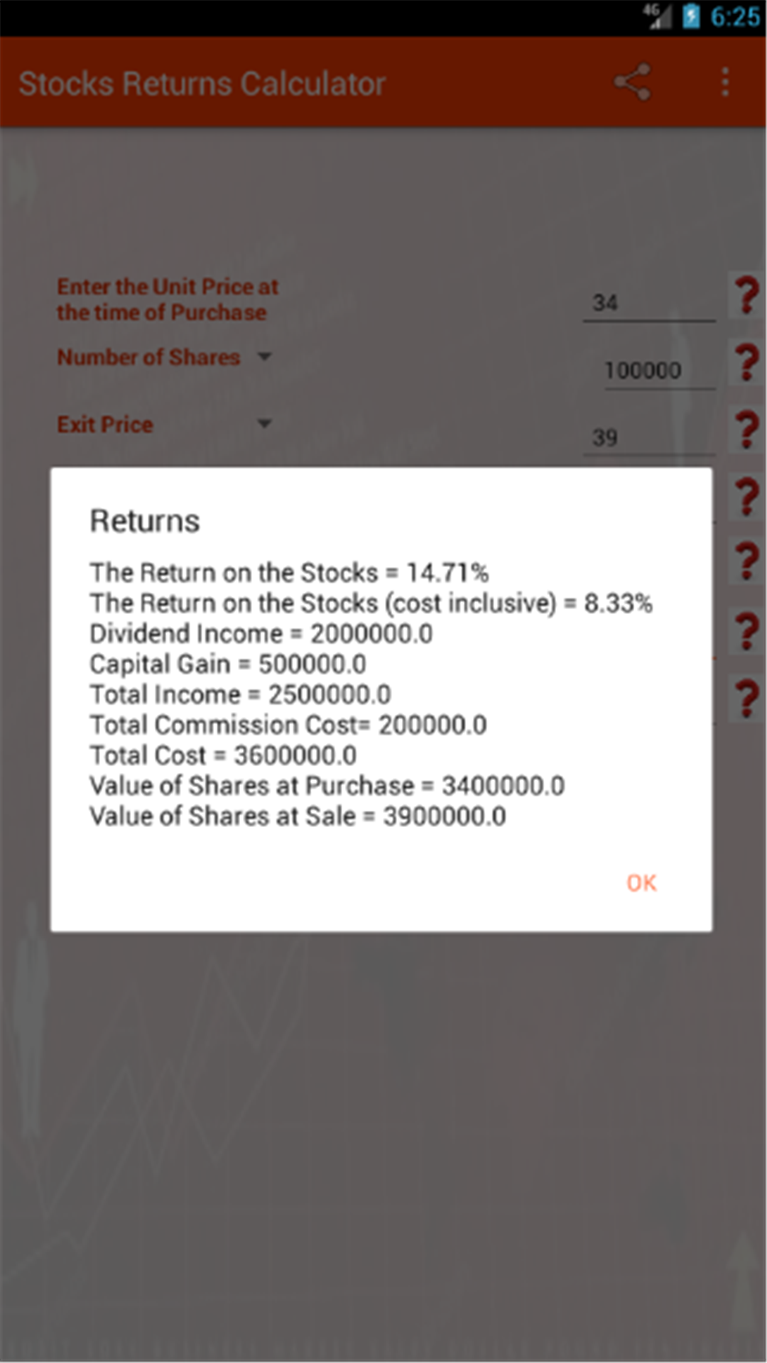 Stocks Return Calculator App on Amazon Appstore