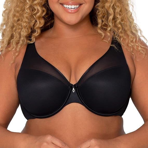 Curvy Couture Womens Sheer Mesh Plunge 