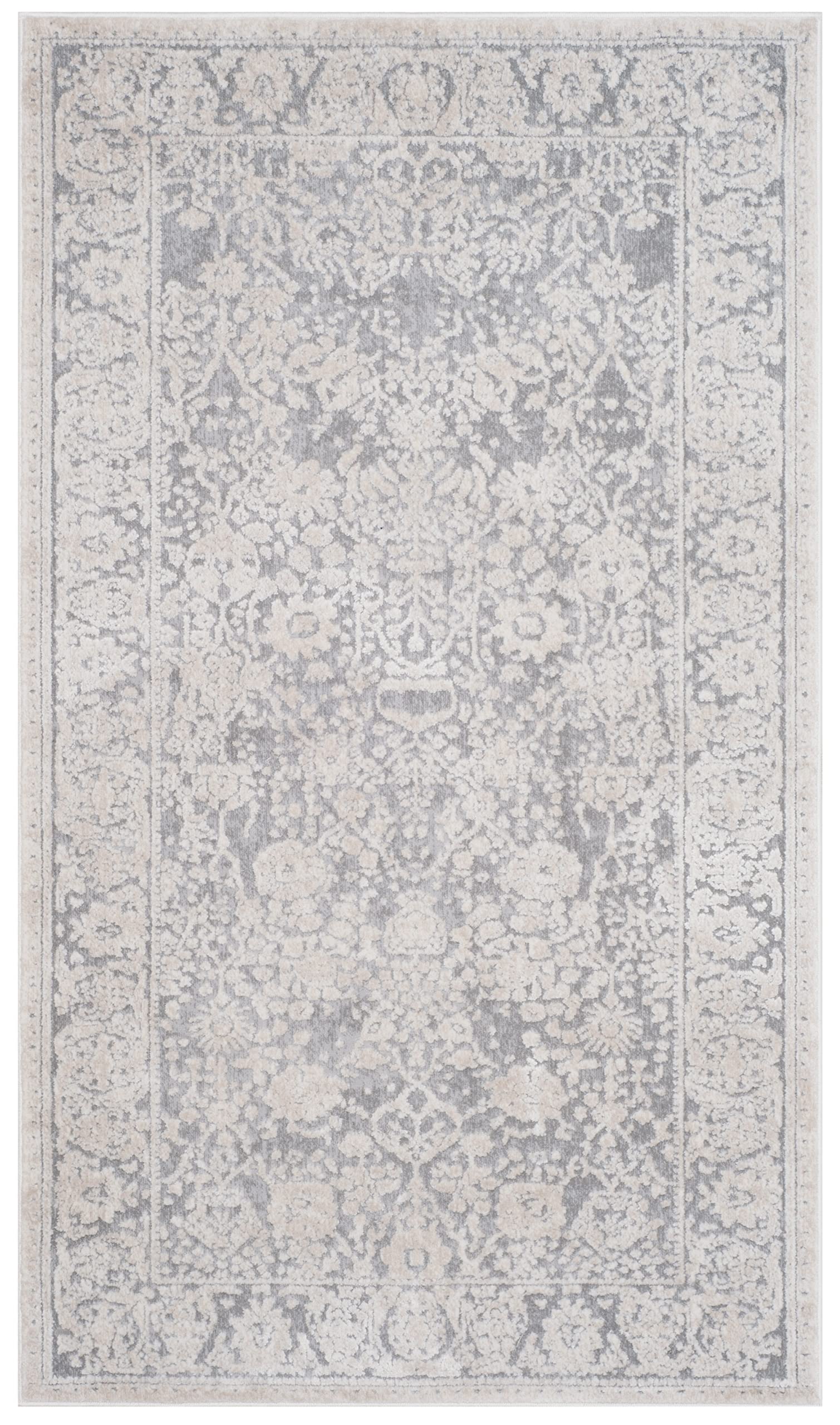 SAFAVIEH Reflection Collection Accent Rug - 2'3" x 3', Light Grey & Cream, Non-Shedding & Easy Cleaning, Ideal for Entryway, Living Room, Bedroom (