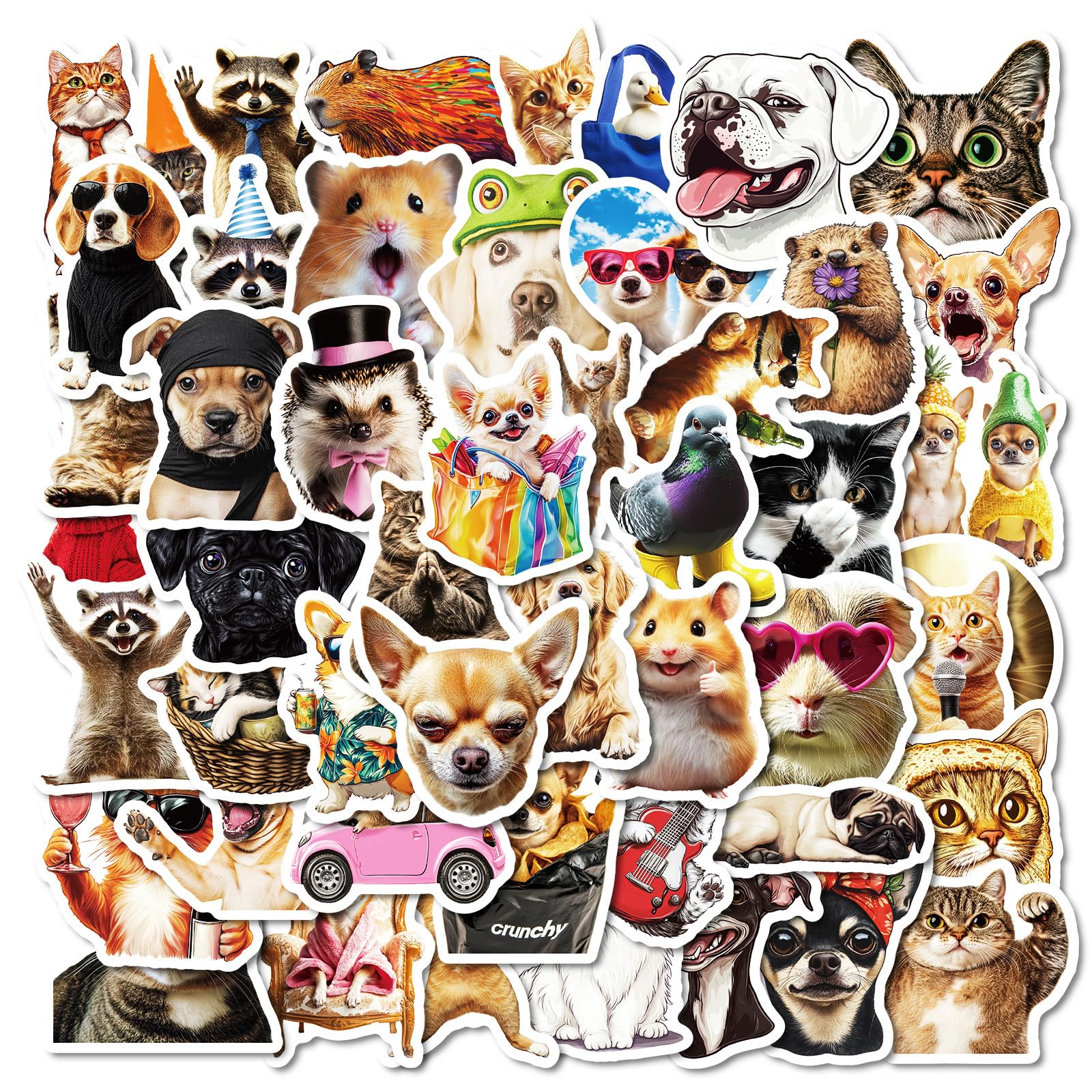 50 Pcs Internet Celebrity Dog Cat Stickers for Children Teens Girls Boys,Dog Cat Meme Stickers for Laptop Water Bottles,Bicycle,Skateboard,Computer,Waterproof Vinyl for Wall, Graffiti Stickers