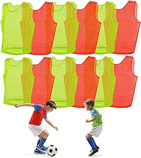 Get Out! Scrimmage Vest Pinnies 12pk in Red and Blue – Youth, Teens and Adult Sizes – Nylon Mesh Jerseys for Any Sport