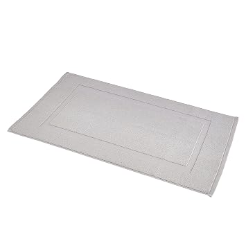 Amazon Basics Banded Bathroom Bath Rug Mat, Machine Washable, 100% Cotton, 31" x 20", Light Gray