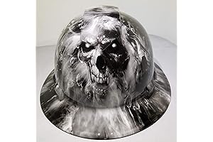 Customized Pyramex Full Brim WHITE HADES HARD HAT with Ratcheting Suspension CUSTOM...