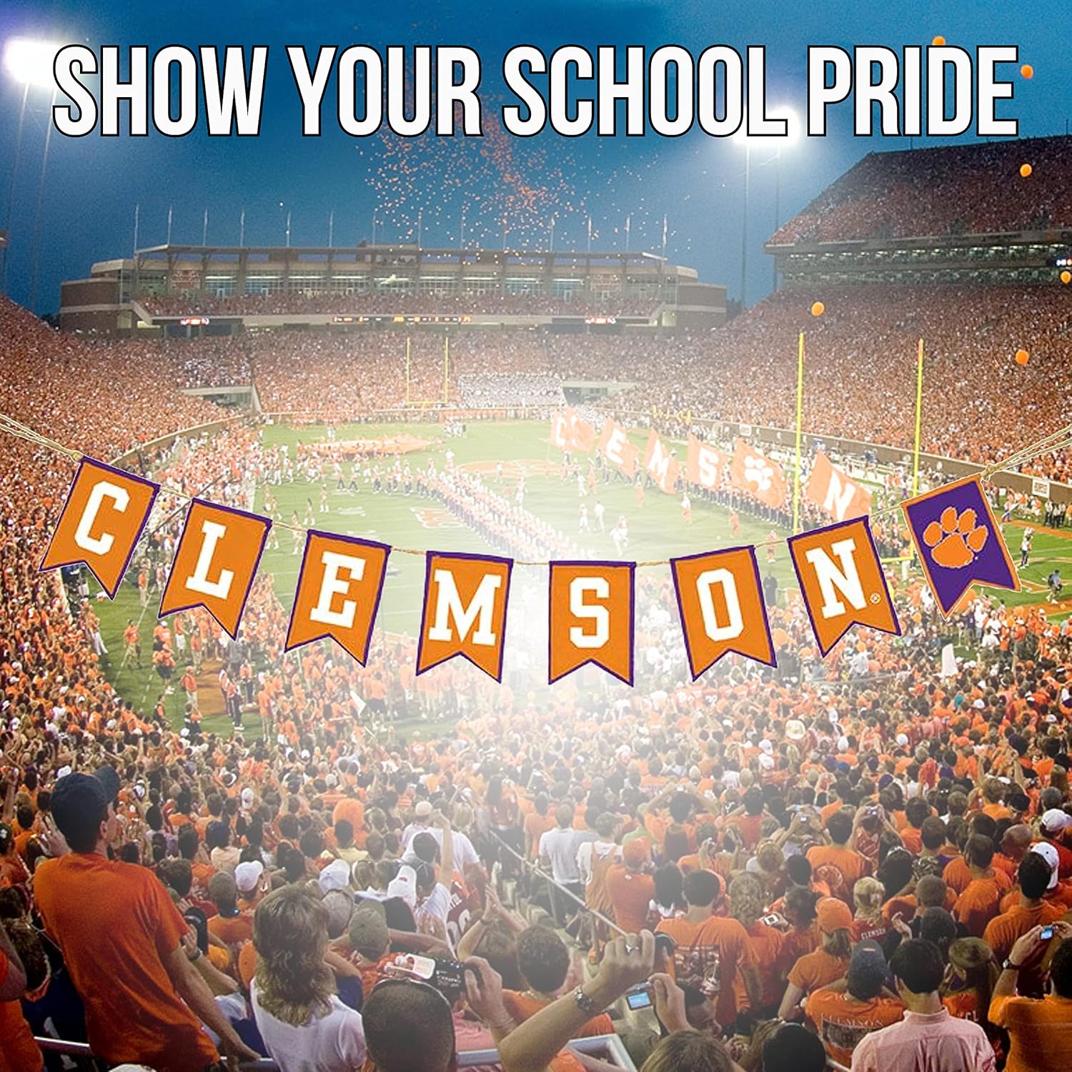 Clemson University Tailgate Banner by Hanna’s Handiworks – Lightweight Pre-Strung Fabric Decoration for Indoor or Outdoor – Represent your NCAA College & Show Team Spirit with CU Fan Décor - Image 5