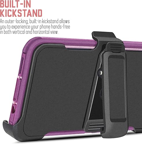 Miniatura 10 de Funda protectora para Motorola Moto G9 Power con protector de pantalla integrado, soporte giratorio con clip para cinturón, funda protectora de