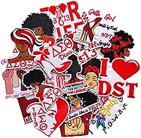 Jongdari 18pcs Delta Sigma Theta Sorority Iron-On Patches - Premium Embroidered Red Black Appliques for Hats, Bags, Jackets