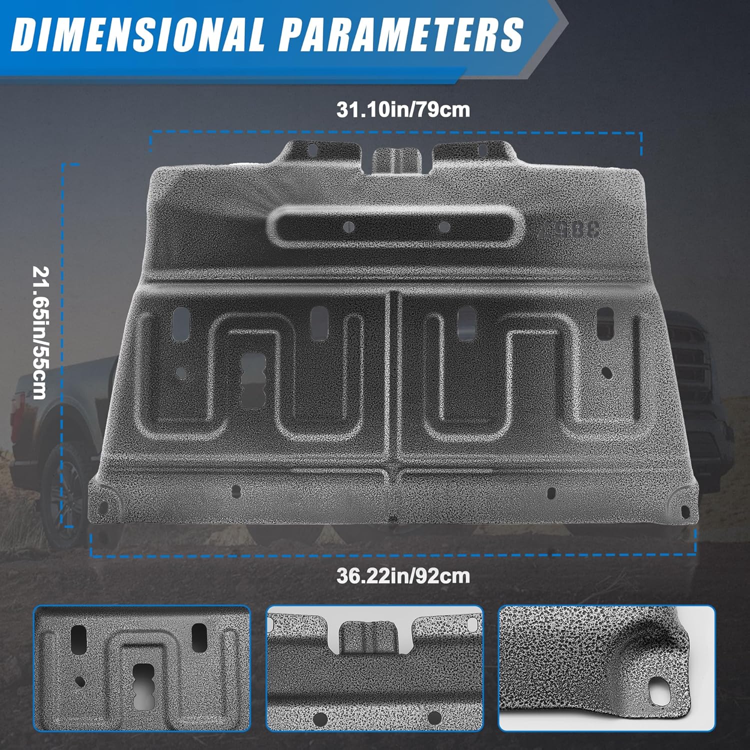 Manganese Steel Engine Splash Guard with Mounting Screws Compatible with 2015-2020 Ford F150 Not Fit Raptor Model/Not Fit 3.0L Diesel Replace ML3Z-7222-D