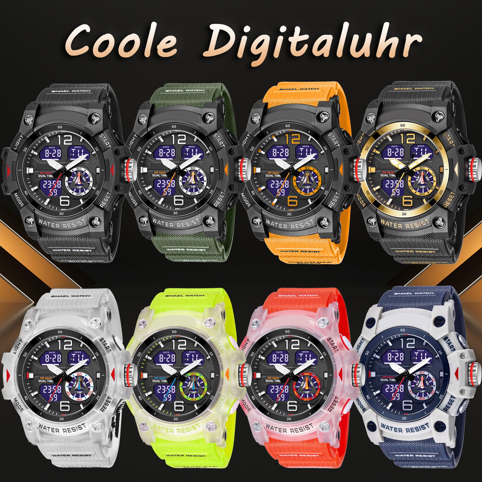 findtime Montres militaires pour homme - Montre numérique et analogique - Étanche - Montre sportive - LED - Calendrier - Réveil - Chronomètre avec bracelet - Montre tactique - Pour homme - Extérieur