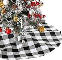 Vista 12 de SoarDream Falda de árbol de Navidad a cuadros búfalo blancos y negros de 24 pulgadas, mini falda de árbol de Navidad para decoración de tapete