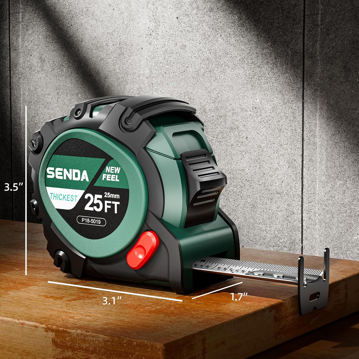 4 Pack Tape Measure 25Ft - Heavy Duty Tape Measure with 25mm Wide with Three Stops, High Precision Measuring Tape Retractable Measuring Tape, Rubber for Comfortable Grip, Fraction Markings