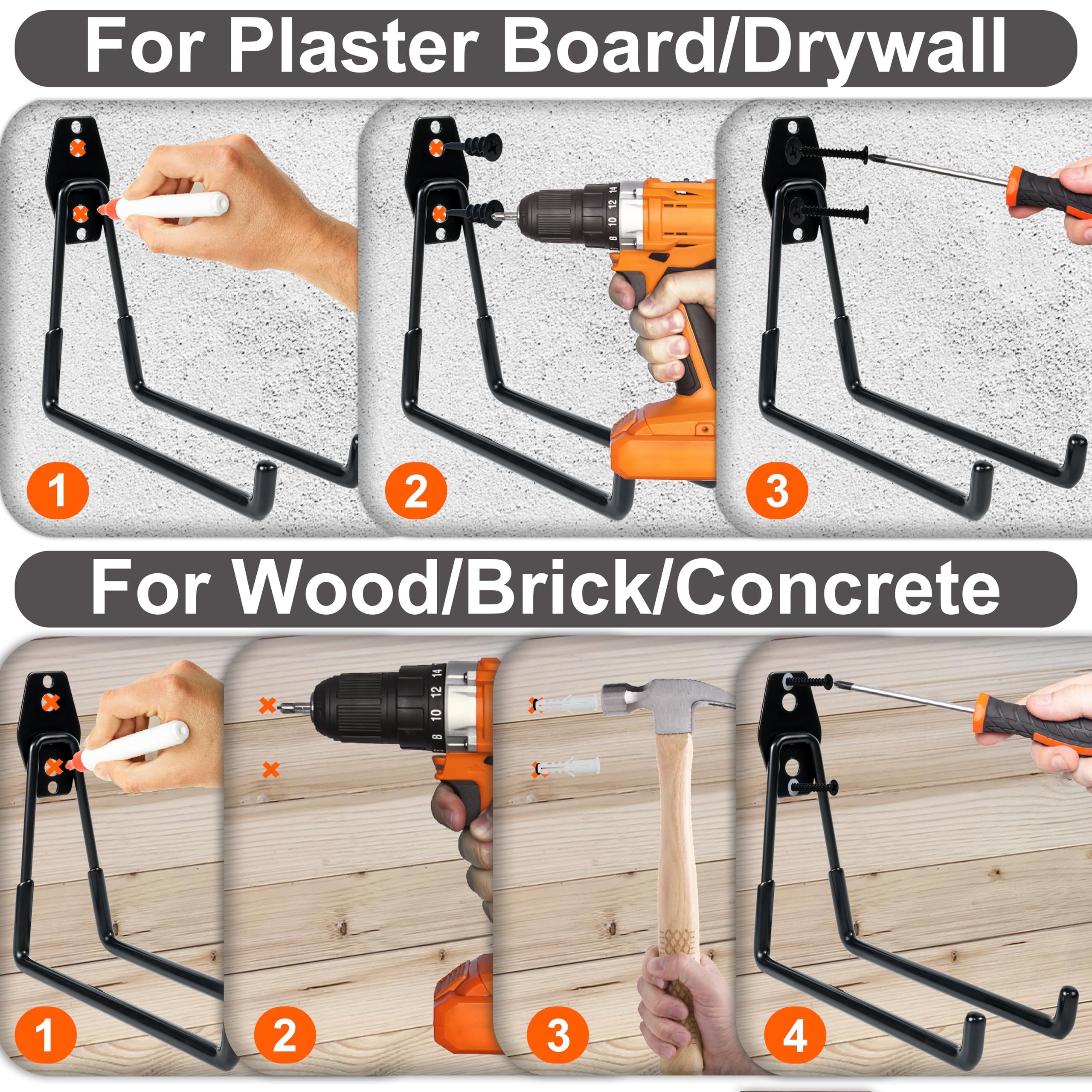16 confezioni di organizer per ganci a parete da garage per corde ad alte prestazioni per garage, portatubi e organizzazione - design durevole e salvaspazio per uso domestico, garage e officina