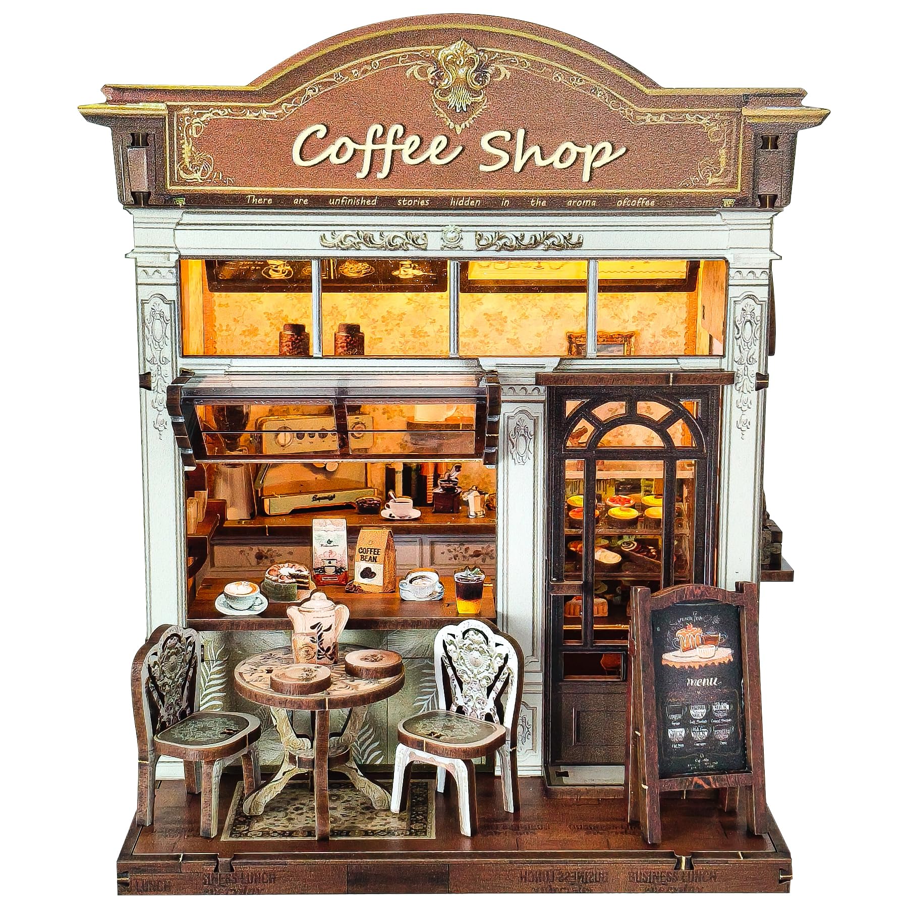Kit de construcción DIY Book Nook Cafetería Casa Miniatura de Madera
