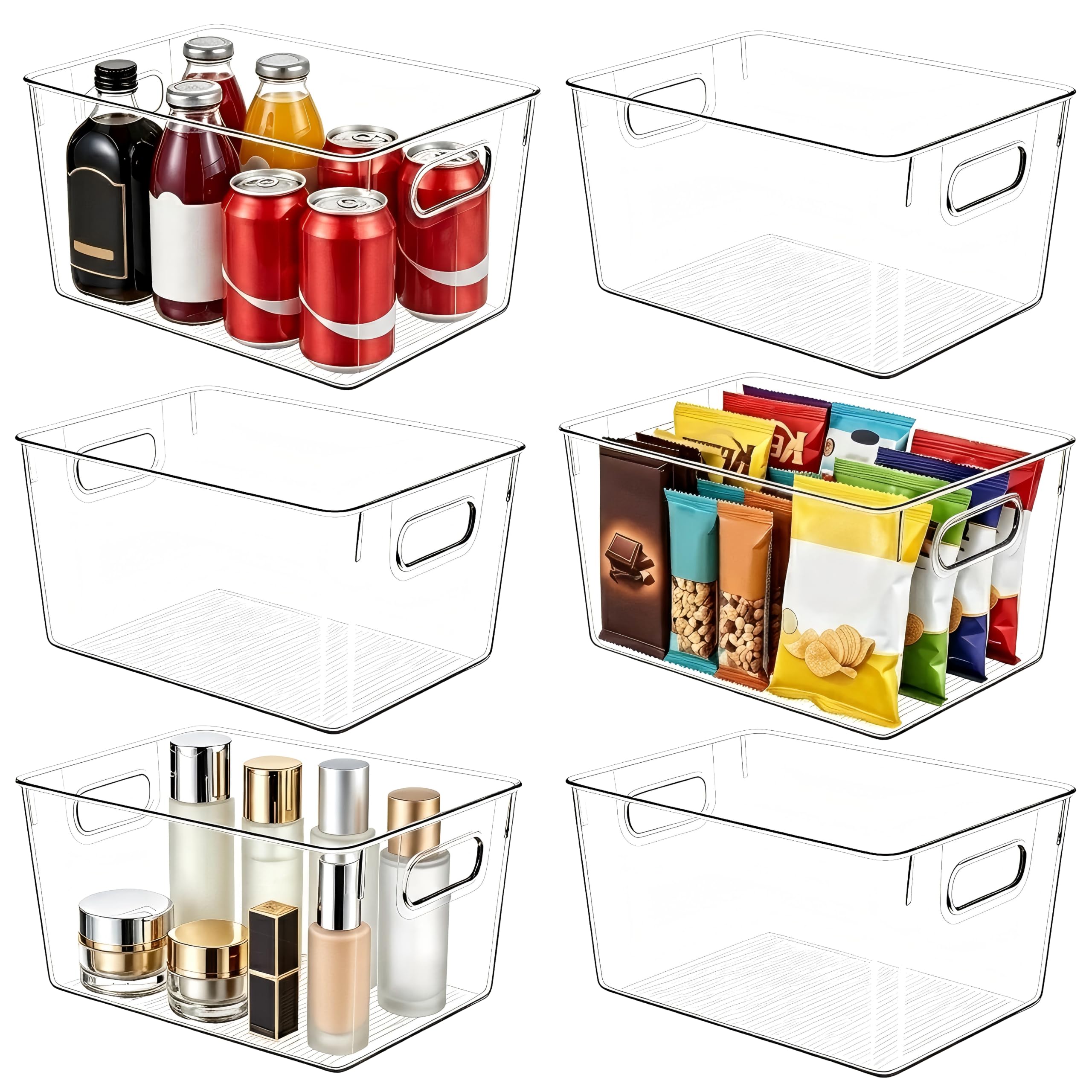 Joymeezo 6 Pack Clear Plastic Storage Bins