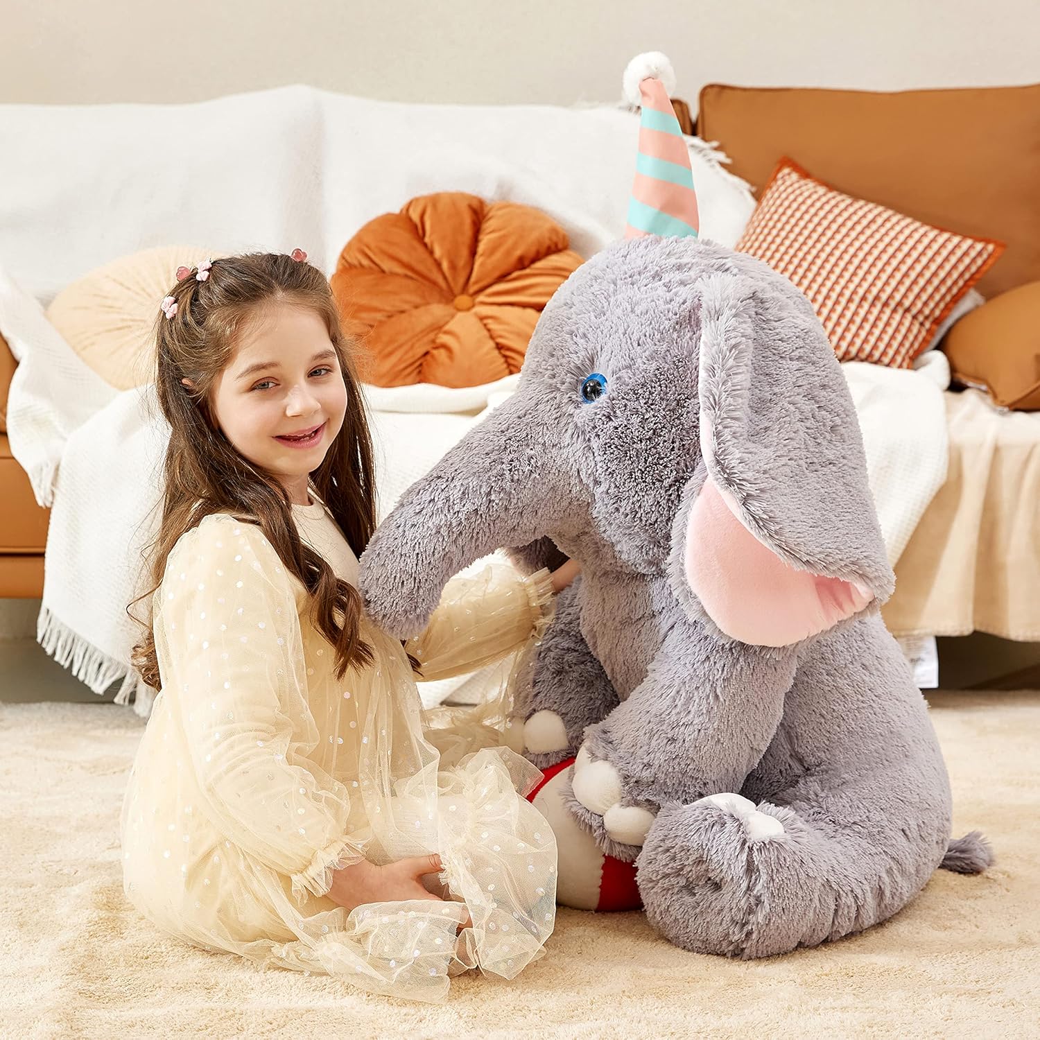 IKASA Giant Elephant Stuffed Animal Plush Toy, 31" Large Big Jumbo Soft Plushie Toys for Kids Girls Boys Girlfriend