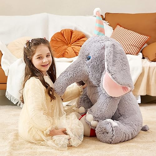 Miniatura 2 de IKASA Juguete de peluche de elefante gigante, de 31 pulgadas, grande, grande, grande, jumbo, suave, juguetes de peluche para niños, niñas, niños y