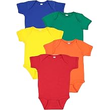 RABBIT SKINS Baby Bodysuit Girl & Boy | Newborn 0-3 Months to 24 Months 5-Pack Bulk Set, Snap Easy Closure
