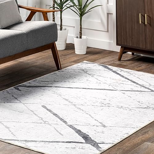 Miniatura 8 de nuLOOM Keesha - Alfombra reversible lavable a máquina, 6 x 9 pies, beige y azul