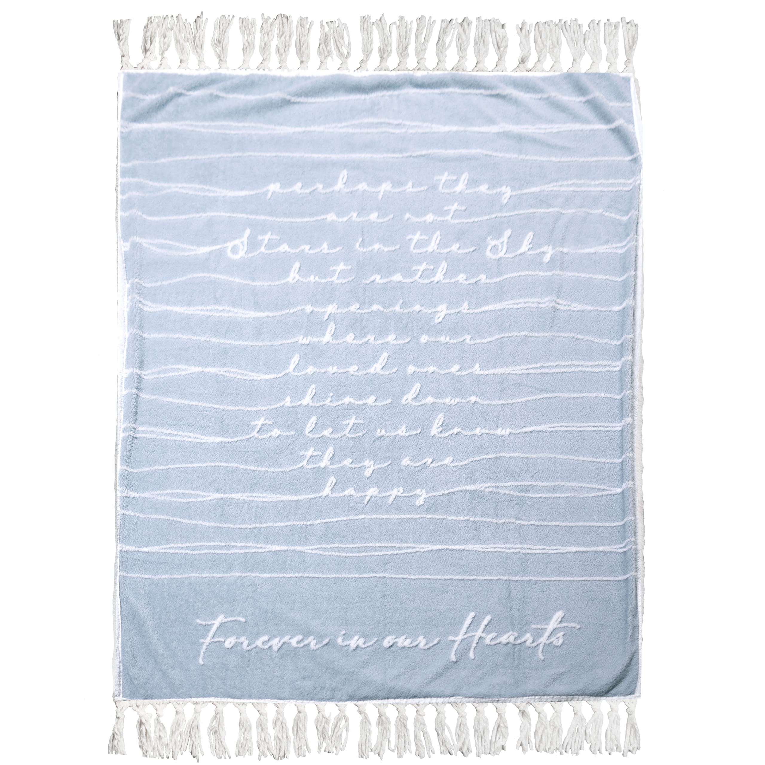 Pavilion Gift Company - Stars in The Sky 50" x 60" Luxury Sherpa Tassel Raised Text Throw Blanket in Memory Memorial Bereavement Remembrance Loss
