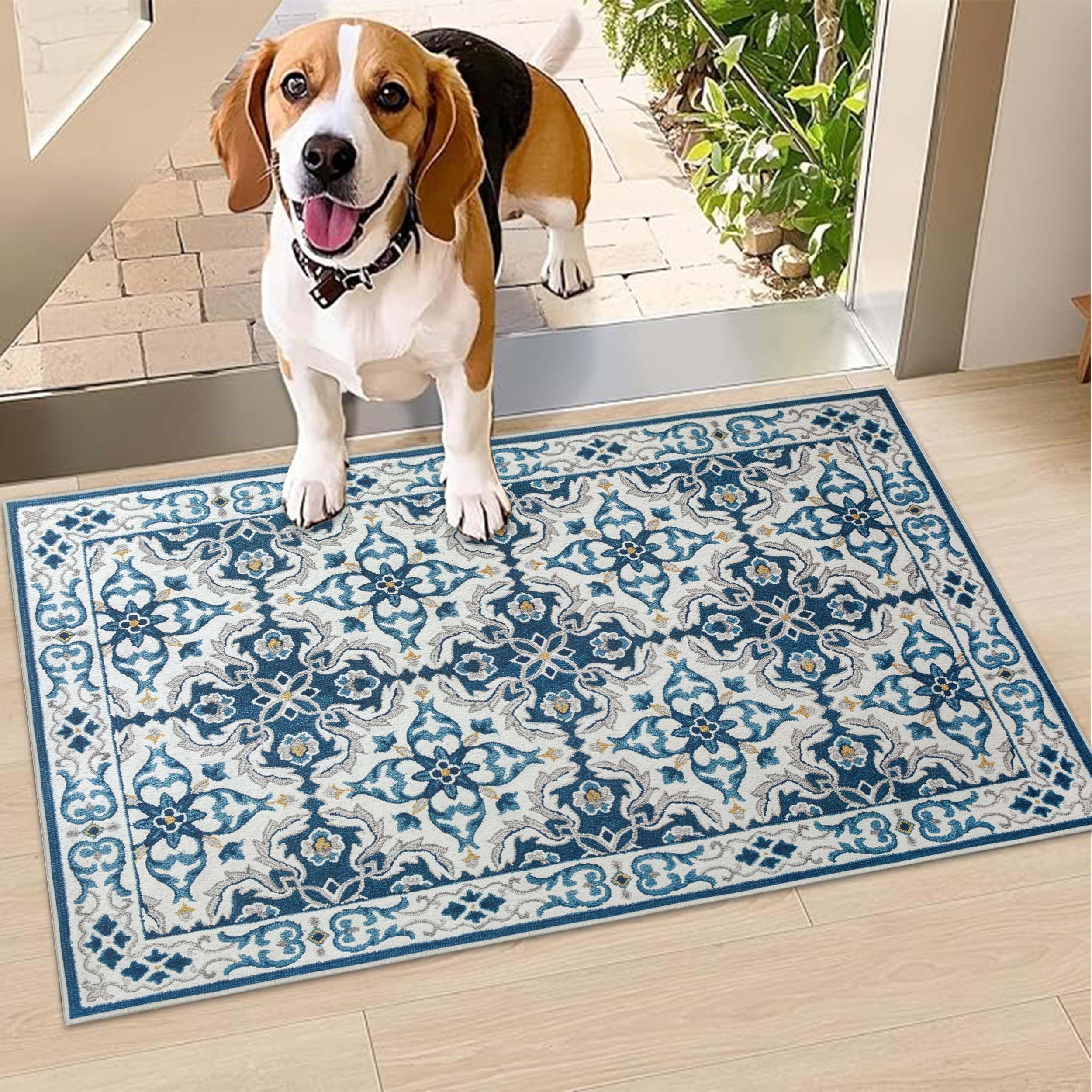 Hafaa Door Mat Indoor & Outdoor - Non Slip Heavy Duty Doormats - Stylish & Printed Mat - Perfect Dust Grabbing Shoes Scrapper Door Mats (Luna Blue, 60cm x 110cm) โ image 1
