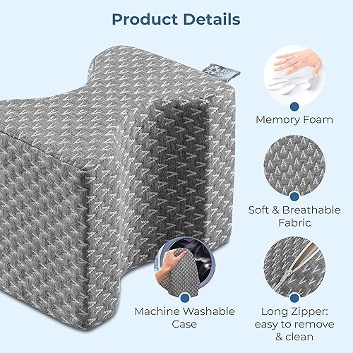 Miniatura 7 de 5 STARS UNITED Half Moon Bolster - Almohada semi-enrollable y almohada de rodilla para personas que duermen de lado, 100% espuma viscoelástica,