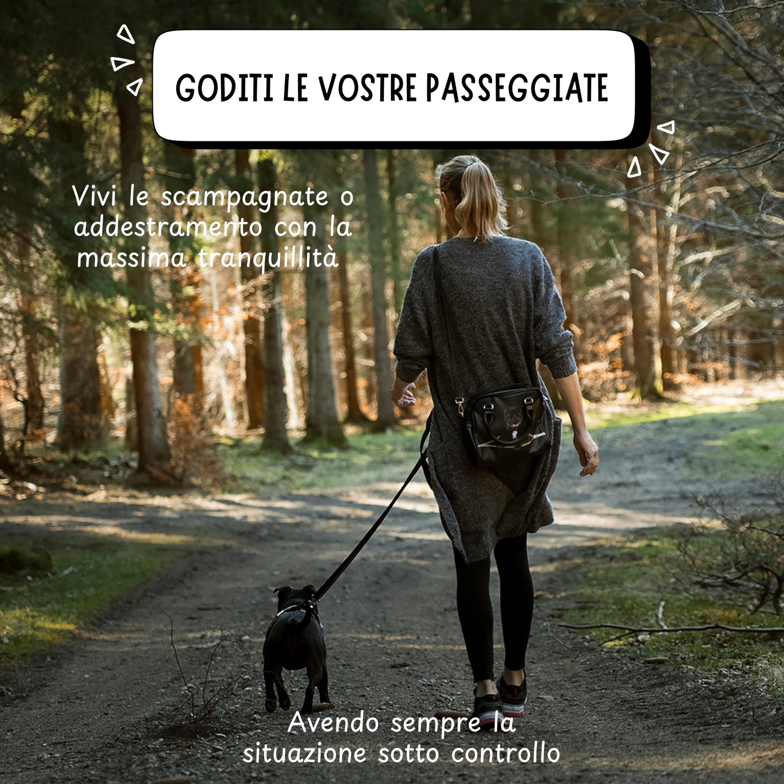 Lunghina Cane 10 Metri in Nylon Resistente – Guinzaglio Addestramento per Cani con Moschettone Girevole Antigroviglio - Nero