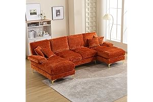 GNIXUU Convertible Sectional Sofa, 114" Modern Chenille U-Shaped Couch