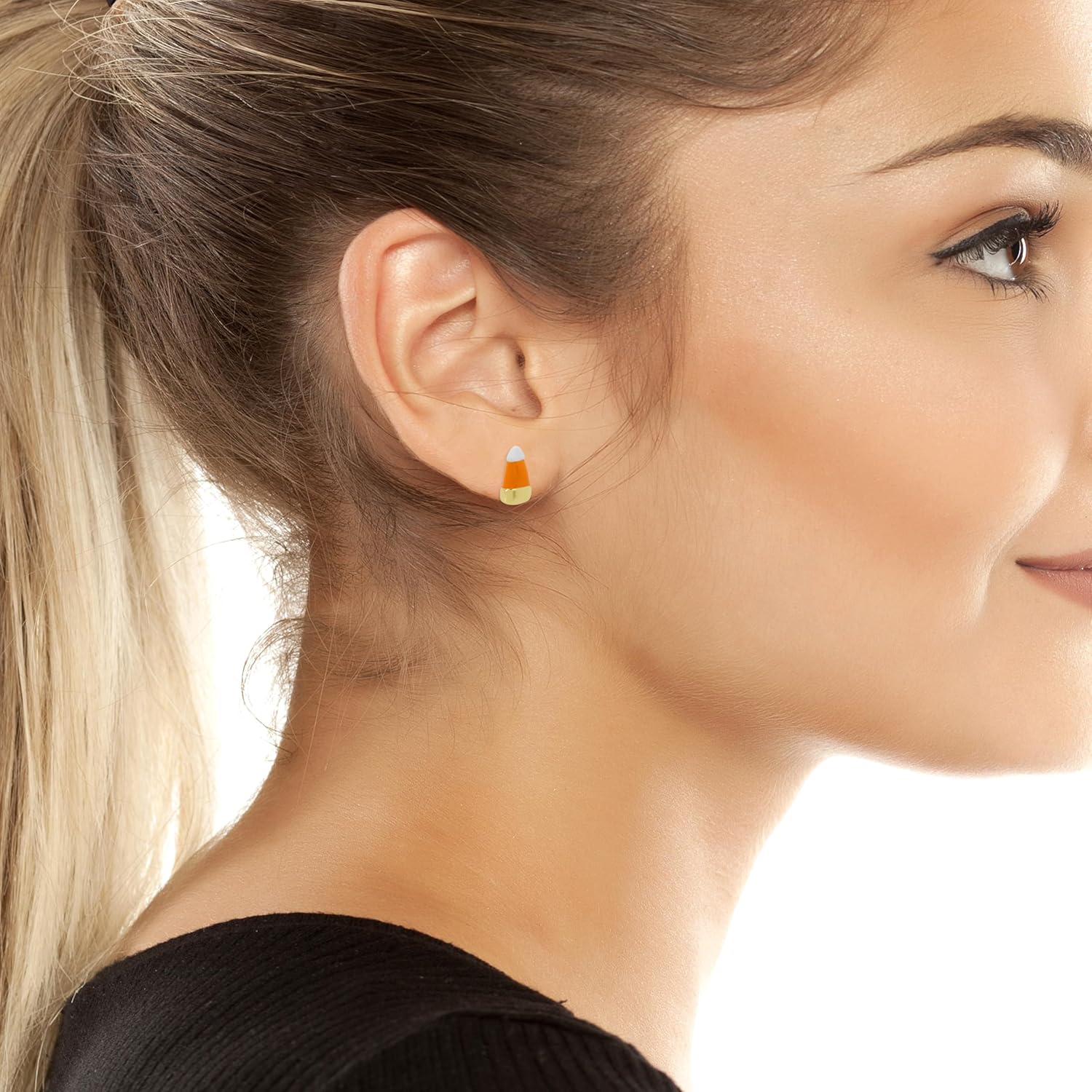 Betsey Johnson Womens Candy Corn Stud Earrings