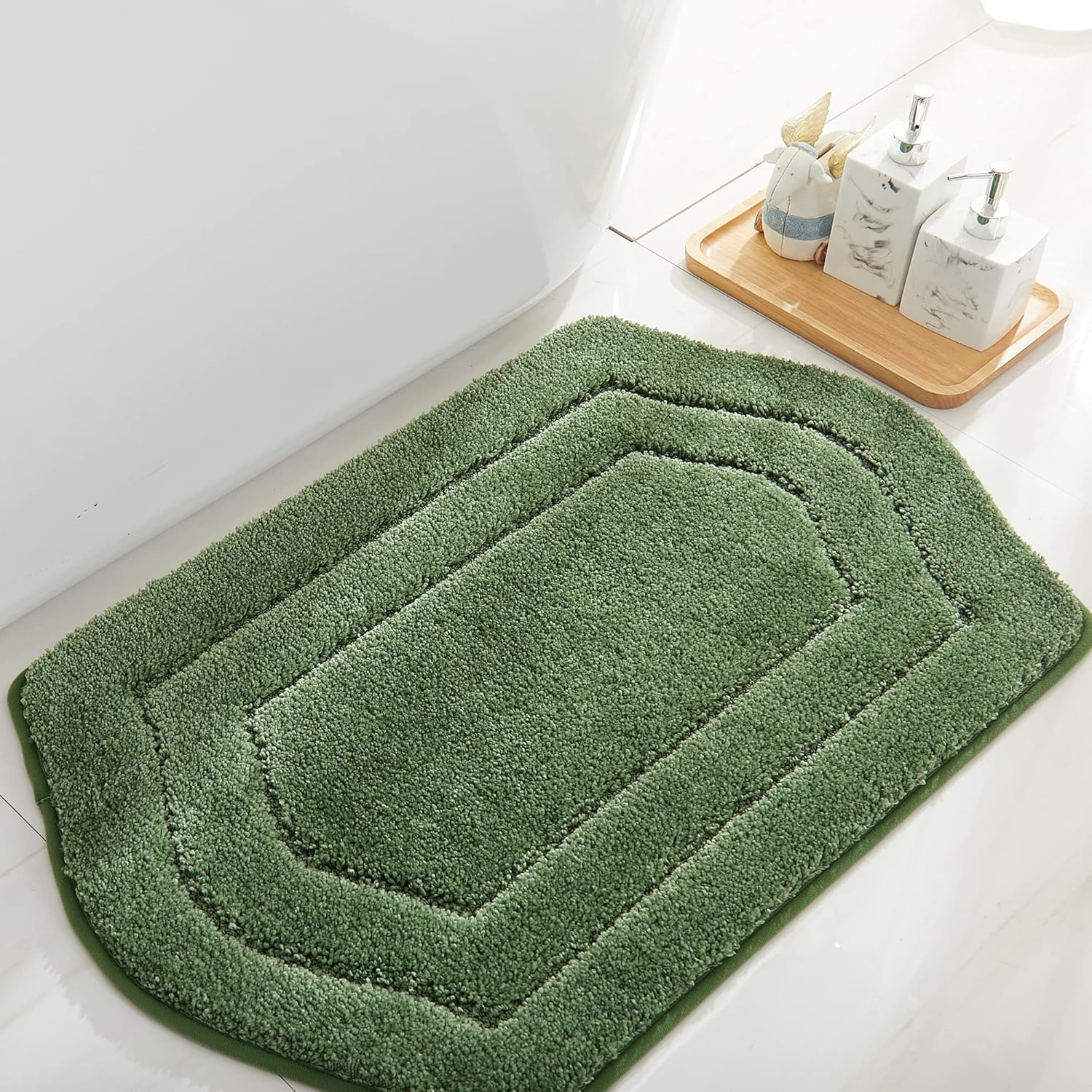 COSY HOMEER Extra Thick Bath Rugs for Bathroom - Anti-Slip Bath Linen Sets Mats Soft Plush Yarn Shaggy 100% Strong Polyester Living Room Bedroom Floor Water Absorbent(Green,17x27 - Inches) - Image 9
