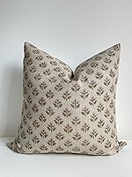 Canyon Theory Studio Cora Hand Block Printed 100% Organic Linen 20x20 Throw Pillow Cover - Vintage Indoor Outdoor