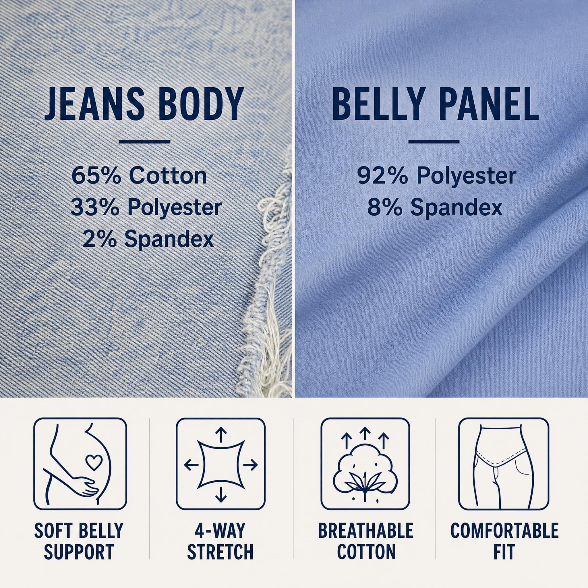 Cichic Umstandsjeans mit weitem Bein, zum Überziehen, Denim-Hose