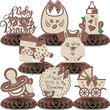 8PCS A Baby Is Brewing Honeycomb Centerpieces a Baby Is Brewing Baby Shower Decorations Gender Reveal Party Decoration Supplies